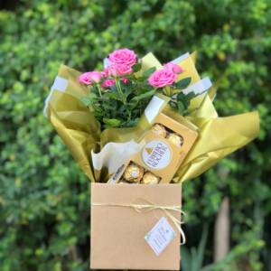 Mini Rosa Plantada com Ferrero Rocher
