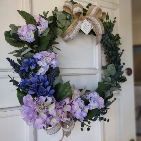 guirlanda de flores permanentes para porta