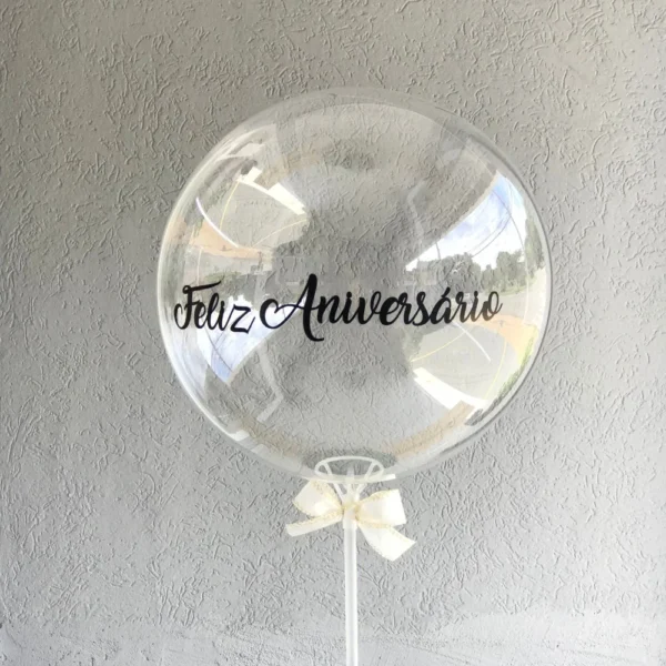 balão bubble - feliz aniversário